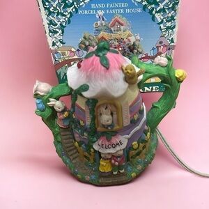 Vintage Easter Bunny Light Up Decoration Easter Rabbit Tea Pot Ceramic